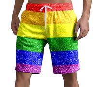 Generico Pantaloncini da Bagno Uomo Arcobaleno Righe Bermuda Pride Month LGBTQ Pantaloni Corti Sportivi Stampa Casual Comodi Estivi Quotidiano Basic Corta Traspiranti Asciugatura Rapida Compressione