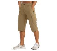 Generico Pantaloncini da Lavoro ad Asciugatura Rapida da Uomo Pantaloni Capri a 3/4 con Tasche con Cerniera Pantaloncini da Arrampicata