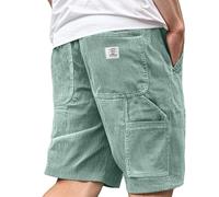 Generico Pantaloncini da Uomo Estivi in Velluto a Coste Bermuda Pantaloni Corti con Coulisse e Elastico in Vita Corta Casual Tinta Unita Chino Shorts con Tasche Jogging Sport Running Spiaggia