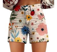 Generico Pantaloncini di Jeans Donna Eleganti Pantaloncini in Denim Morbidi Elasticizzati Pants con Tasche Curvy Casual Shorts Push Up Taglie Forti Jeans Comodi Baggy Bermuda Vintage 2025