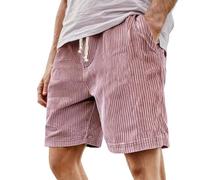 Generico Pantaloncini in Velluto a Coste da Uomo Estivi, Vintage, con Ricamo, Bermuda, Vita Elasticizzata, Comodi, Casual, Spiaggia, Tasche, Corduroy, Tinta Unita
