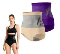 Generico Pantaloncini Modellanti Brucia Grassi da 2 Pezzi, Pantaloni Modellanti Modellanti Traspiranti con Microparticelle 4 in 1 for Il Controllo della Pancia(01-Beige+Purple,5XL)