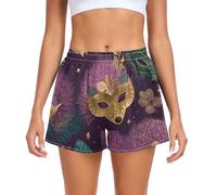 Generico Pantaloncini Sportivi da Donna con Tasche, Modello Riccio, Color Oro e Viola, Larghi e Comodi, per Il Salotto al Chiuso (Piccoli)