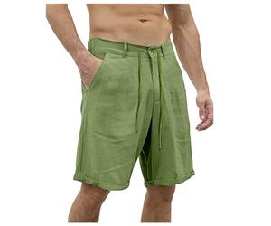 Generico Pantaloncini Uomo Casual,Short Classique décontracté En Lin pour Hommes Taille éLastique Plage D'éTé Planche LéGèRe Slim avec sac