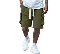 Generico Pantaloncini Uomo da Casual Comodi Estivi Quotidiano Basic Pantaloni Corta Traspiranti Asciugatura Rapida Compressione Bermuda Cargo Shorts Vintage Cotone Multi-Tasca Lavoro Corti Corsa Tuta