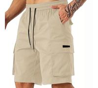 Generico Pantaloncini Uomo,Pantalone Corto Uomo,Cargo Multitasche con Cintura alla Casual da Protettivi Ciclismo (Beige, S)