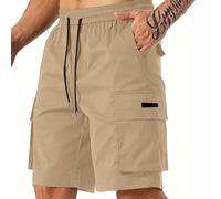 Generico Pantaloncini Uomo,Pantaloni Uomo Corti,Cargo Multitasche con Cintura alla Casual da Protettivi Ciclismo (Khaki, M)