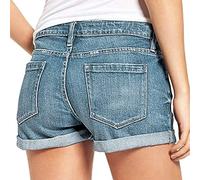 Generico Pantalone Corto Donna Jeans con Tasche Eleganti Elasticizzati Pantaloncini Corti Push Up Vita Alta Pantaloni Sexy Strappati in Denim Shorts Comodi Cotone Morbidi Bermuda Casual Discoteca