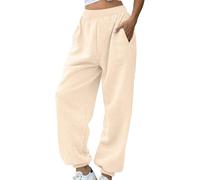 Generico Pantalone Donna Felpato Pants Dritti Sportivi Tinta Unita Leggeri Pantalone da Tuta Larghi a Vita Alta Elegante Pantaloni da Allenamento Elasticizzati per Jogging Fitness Sport Yoga