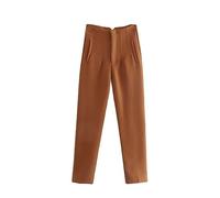 Generico Pantalone Donna Primavera Pantaloni a Gamba Dritta a Vita Alta in Tinta Unita da Donna Adatti per Il pendolarismo Quotidiano Indossano Pantaloni Casual Lohas Pantaloni Velluto (Brown, XL)