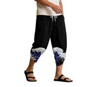 Generico Pantalone Estivo Uomo, Pantaloni Casual Uomo, Pantaloni Casual da per La Primavera E L'Estate Larghi in Stile Etnico Asiatico Cropped