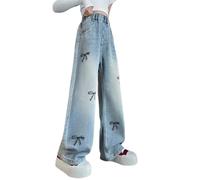 Generico Pantalone Jeans da Bambina Ragazza,Pantaloni Casual per attività all'Aria Aperta Pantaloni Lunghi Hip Hop in Denim con Tasche Ufficio Eleganti Elastico Vita Adolescenti dai 9 ai 16 Anni
