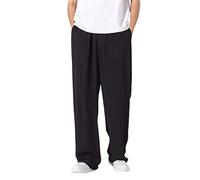 Generico Pantalone Uomo Cotone Ragazzo Pantalone Casual Traspirante Lungo Leggero Estivo Slim Elastic con Comodo Cordoncino Pantaloni Lino Uomo Estivi Pantaloni da Lavoro Uomo Corti