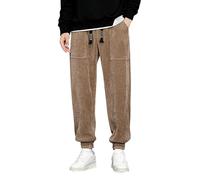 Generico Pantaloni a Coste Uomo, Pantaloni Uomo Casual Taglio Dritto Modello con Vita Elasticizzata E Cordino Tasche Casual Pantalone alla Moda Pantaloni Harem per L'autunno E l'inverno