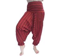 Generico Pantaloni Aladino Estivi Unisex a Vita Alta, Harem Multicolore a Gamba Larga, Strisce Colorate, Elastico in Vita, Cotone, Ali Baba (IT, Testo, Taglia Unica, Regular, Regular, Rosso)