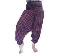Generico Pantaloni Aladino Estivi Unisex a Vita Alta, Harem Multicolore a Gamba Larga, Strisce Colorate, Elastico in Vita, Cotone, Ali Baba (IT, Testo, Taglia Unica, Regular, Regular, Viola Scuro)
