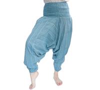 Generico Pantaloni Aladino Estivi Unisex a Vita Alta, Harem Multicolore a Gamba Larga, Strisce Colorate, Elastico in Vita, Cotone, Ali Baba (IT, Testo, Taglia Unica, Regular, Regular, Blu)