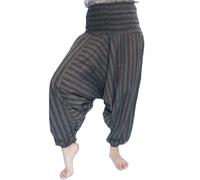 Generico Pantaloni Aladino Estivi Unisex a Vita Alta, Harem Multicolore a Gamba Larga, Strisce Colorate, Elastico in Vita, Cotone, Ali Baba (IT, Testo, Taglia Unica, Regular, Regular, Verde e Rosso)