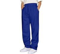 Generico Pantaloni Bambino Comodi con Vita Elastica E Laccetti Largo Fit Joggers con Bottoniera Casual per Bambini E Adolescenti Pantaloni della Tuta con Vita Alta(Blue, 9-10 Years)