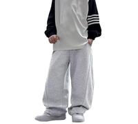Generico Pantaloni Bambino con Laccetti Elastici in Pile Joggers per Bambini Pantaloni della Tuta Larghi A Gamba Dritta Pantaloni Sportivi(Grey, 12-13 Years)