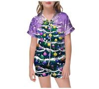 Generico Pantaloni Bambino Set Notte Completo con Tasche Magica vestibilità Camicia Abbinata Pantaloni Comodi Ideale FESTIVITÀ Natalizie Regalo Perfetto (Purple, 12-13 Years)