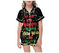 Generico Pantaloni Bambino Set Notte Completo con Tasche Magica vestibilità Camicia Abbinata Pantaloni Comodi Ideale FESTIVITÀ Natalizie Regalo Perfetto (Green, 12-13 Years)