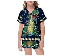 Generico Pantaloni Bambino Set Notte Completo con Tasche Magica vestibilità Camicia Abbinata Pantaloni Comodi Ideale FESTIVITÀ Natalizie Regalo Perfetto (Blue, 10-11 Years)