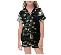 Generico Pantaloni Bambino Set Notte Completo con Tasche Magica vestibilità Camicia Abbinata Pantaloni Comodi Ideale FESTIVITÀ Natalizie Regalo Perfetto (White, 6-7 Years)