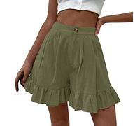 Generico Pantaloni Bianchi Donna Eleganti Pantaloni Donna Estivi Bianchi Cotone Pantaloni Donna Estivi Lino con Bottoni Pantaloni Lino Donna Vita Alta Elastico