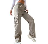 Generico Pantaloni Cargo Baggy Y2K,Larghi Comodi Pant Gamba Dritta Tuta Vita Alta in Elasticizzata Joggers con Cintura Regolabile a Cordino Jogger Sweatpants Streetwear