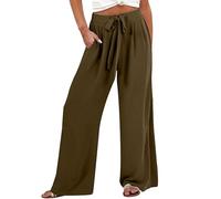 Generico Pantaloni Cargo da Donna,Pantaloni Larghi Donna Eleganti Regolabile Elasticizzato Comodi Lavoro Casual a Gamba Larga Vita Alta Pantalone Primavera e Autunno