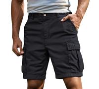 Generico Pantaloni Cargo da Uomo Elasticizzati Corti - Cargo Shorts Baggy Pantaloncini da Lavoro Basic Cargo Pantaloni Estivi Leggeri Relaxed per Il Tempo Libero, con Tasche, Tinta Unita