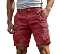 Generico Pantaloni Cargo da Uomo Elasticizzati Corti - Cargo Shorts Baggy Pantaloni da Lavoro Basic Cargo Pantaloni Estivi Leggeri Relaxed per Il Tempo Libero, con Tasche, Tinta Unita