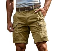 Generico Pantaloni Cargo da Uomo Elasticizzati Corti - Cargo Shorts Baggy Pantaloni da Lavoro Basic Cargo Pantaloni Estivi Leggeri Relaxed per Il Tempo Libero, con Tasche, Tinta Unita