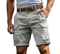 Generico Pantaloni Cargo da Uomo Elasticizzati Corti - Cargo Shorts Baggy Pantaloni da Lavoro Basic Cargo Pantaloni Estivi Leggeri Relaxed per Il Tempo Libero, con Tasche, Tinta Unita