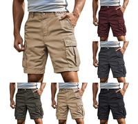 Generico Pantaloni Cargo da Uomo Elasticizzati Corti - Cargo Shorts Baggy Pantaloni da Lavoro Basic Cargo Pantaloni Estivi Leggeri Relaxed per Il Tempo Libero, con Tasche, Tinta Unita