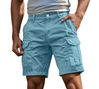 Generico Pantaloni Cargo da Uomo Elasticizzati Corti - Cargo Shorts Baggy Pantaloni da Lavoro Basic Cargo Pantaloni Estivi Leggeri Relaxed per Il Tempo Libero, con Tasche, Tinta Unita