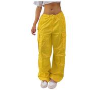 Generico Pantaloni Cargo Donna A Vita Alta con Coulisse Modello Dritto E Largo in Morbido Cotone Taglie Forti Perfetti per Un Look Comodo E Sportivo per Il Tempo Libero