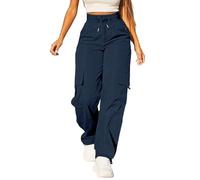 Generico Pantaloni Cargo Donna Estivi Vita Alta Traspiranti Pantalone Larghi Leggeri Sportivi Pantaloni con Muti-Tasche Streetwear con Tasche Laterali Pantalone Comodi Y2k Trekking Jogging Pants