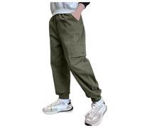 Generico Pantaloni Cargo Estivi da Bambini,Pantaloni Lunghi Bambini Coulisse Elastica Vita Elasticizzata Hip Hop per Adolescenti Pantalone Plain Casual Primavera Estate