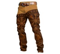 Generico Pantaloni Cargo Ispirati alla Mitologia Norrena con Tasca Multiuso e Stampa per Stile Streetwear Casual