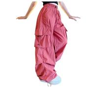 Generico Pantaloni Cargo Ragazze,Pantaloni in Denim Multi Tasche Pantalone Tinta Unita Y2K Streetwear a Gamba Larga Casual con Vita Alta Hip Hop Bambina Plain Primavera Estate