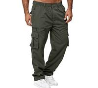 Generico Pantaloni Cargo Uomo Baggy Eleganti Casual Pantalone Tuta Sportivi Comodo Leggero Pantaloni da Camminata Cotone Trekking Pantalone Tasconato Slim Fit con Tasche Laterali Estivo Cargo Pants