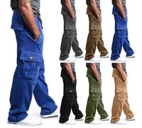 Generico Pantaloni Cargo Uomo Imbottiti Invernali Termico Gamba Dritta con Coulisse Vita e Cordino Polsini Tasche Multiple Pantaloni da Lavoro Vestibilità Ampia Eleganti Casual Comoda per Sport Tempo