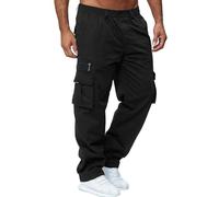 Generico Pantaloni Cargo Uomo in Stile Militare, Pantaloni Slim Fit, Polsini alle Caviglie e Vita con Coulisse, Grandi Tasche Laterali Pantaloni Lavoro Meccanico Pantaloni da Lavoro Leggerissimi Uomo