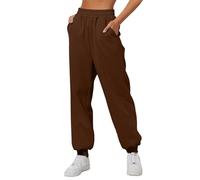 Generico Pantaloni Casual da Donna per l'uso Quotidiano Larghi Comodi Pant Gamba Dritta Lavoro con Tasche Elasticizzati Cintura Regolabile a Cordino Jogging Fitness Sport