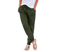 Generico Pantaloni Casual da Donna per l'uso Quotidiano Leggeri Larghi Palazzo Tuta Vita Alta Tinta Unita Cotone Trekking Pantalone Primavera e Autunno