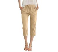Generico Pantaloni Casual Donna Estivi in Misto Lino A Righe con Lacci A Gamba Affusolata E Morbida Pantaloni Eleganti E Leggeri per La Mezza Stagione E L’Estate