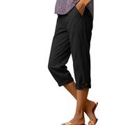 Generico Pantaloni Comodi Donna Cargo 3/4 Vita con Elasticizzati Alta Pantaloncini Tinta Unita Slim Fit con Risvolto Fisso sull'Orlo Pantaloni Corti Leggero Perfetti per Escursionismo Trekking