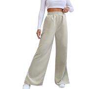 Generico Pantaloni da Donna a Gamba Larga in Velluto a Coste retrò con Ampio Spacco Dritto sull'Orlo per sembrare più Alta e più snella